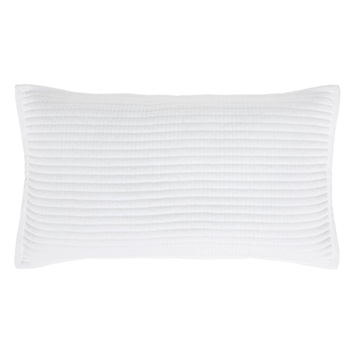 KS-187-2036_1|White rectangular quilted pillow sham, soft textured bedding accent. Ideal for adding comfort and elegance to any bedroom decor.