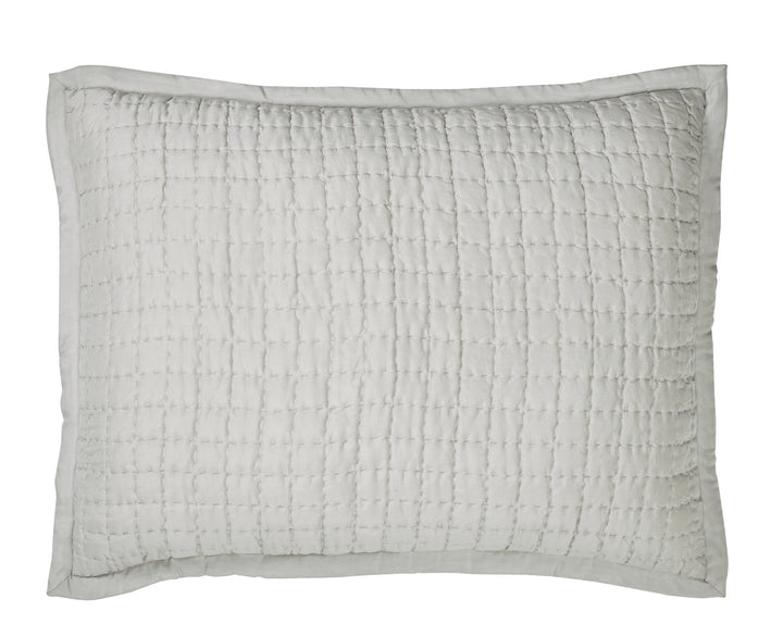SS-198-2026_1|Light grey channel quilted coverlet sham adds sophisticated texture to any bed. Perfect for a minimalist or contemporary design.