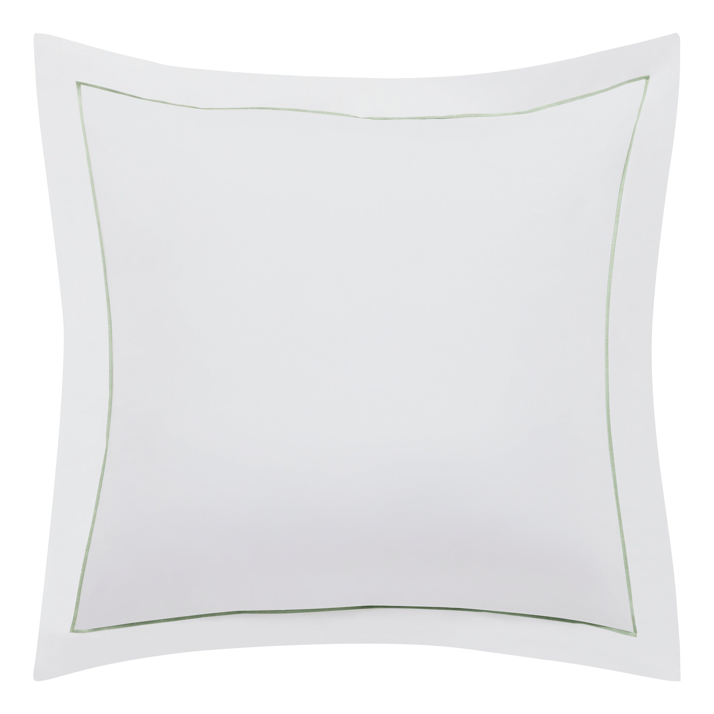 ES-057-2626_1|Pristine white pure cotton duvet cover with a fresh light green embroidered border, serene, soft bedding.