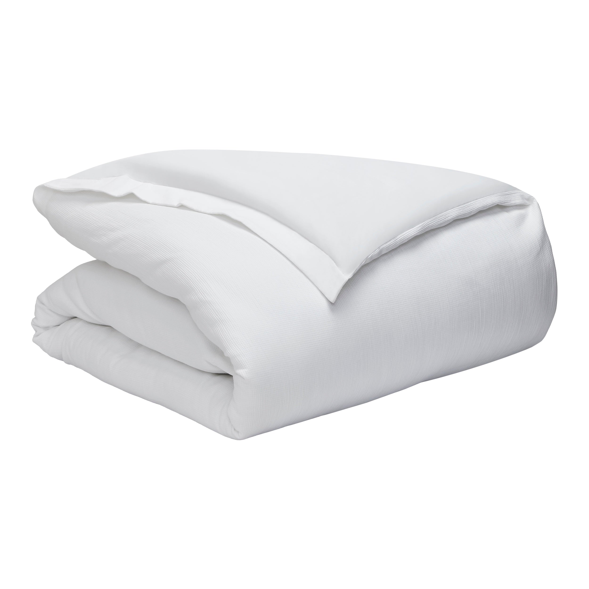 DT-067-9092_8|Neatly folded white textured duvet cover displayed on a clean white background, ready for a luxurious bedroom.