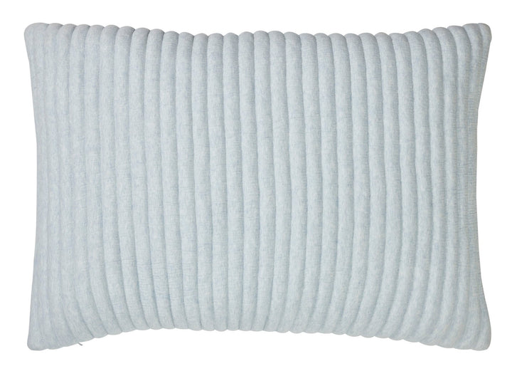 SS-369-2026_1|Serene light blue rectangular pillow with vertical ribbed texture, perfect for a calm and cohesive bedding ensemble.