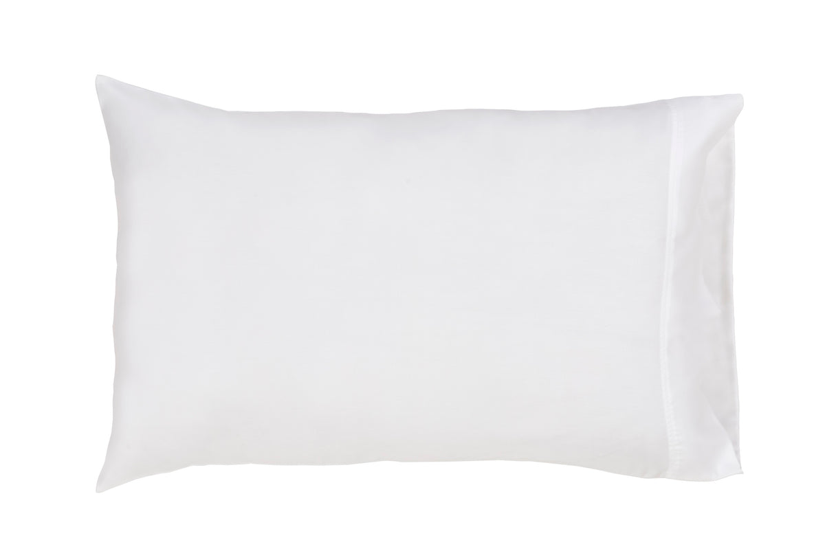 ASP-509-2032_1|White 100% Lyocell pillowcase, single, with a smooth sateen weave texture and a simple stitched border detail.