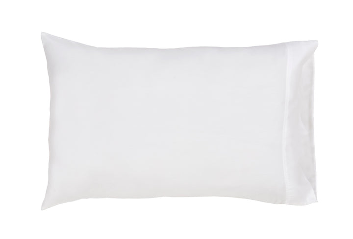ASP-509-2032_1|White 100% Lyocell pillowcase, single, with a smooth sateen weave texture and a simple stitched border detail.
