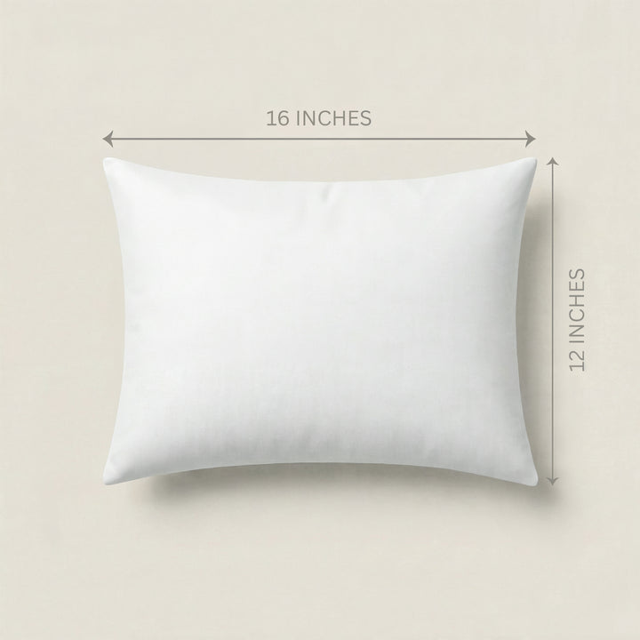 PI-2520-1216_2|Rectangular white pillow insert, 16x12 inches, ideal for custom cushion covers, offering firm yet comfortable support.