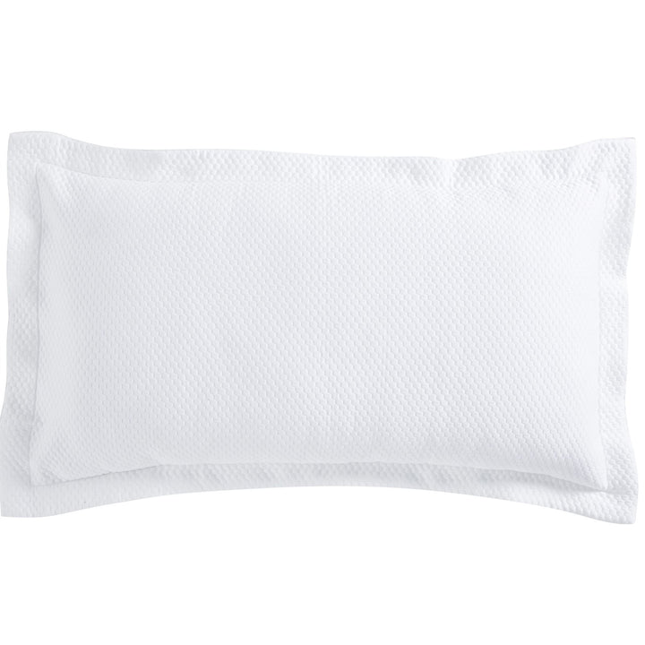 SS-256-X_1|Crisp white rectangular quilted pillow sham, adding a touch of sophisticated texture to any elegant bed linen set.