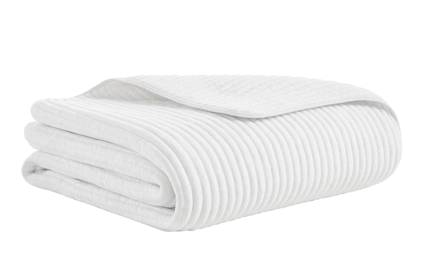QT-367-9496_5|Folded white corduroy textured quilt, showcasing its soft ribbed pattern, ideal for cozy and stylish bedroom decor.