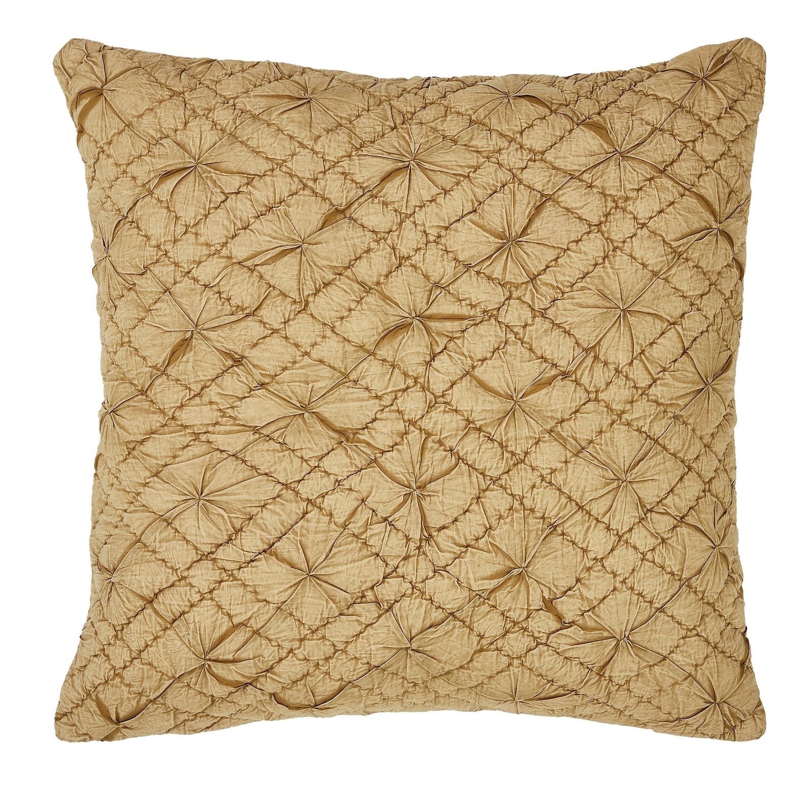 ES-364-2626_1|Elegant gold quilted decorative pillow featuring a unique textured starburst pattern, adding sophisticated accent to decor.