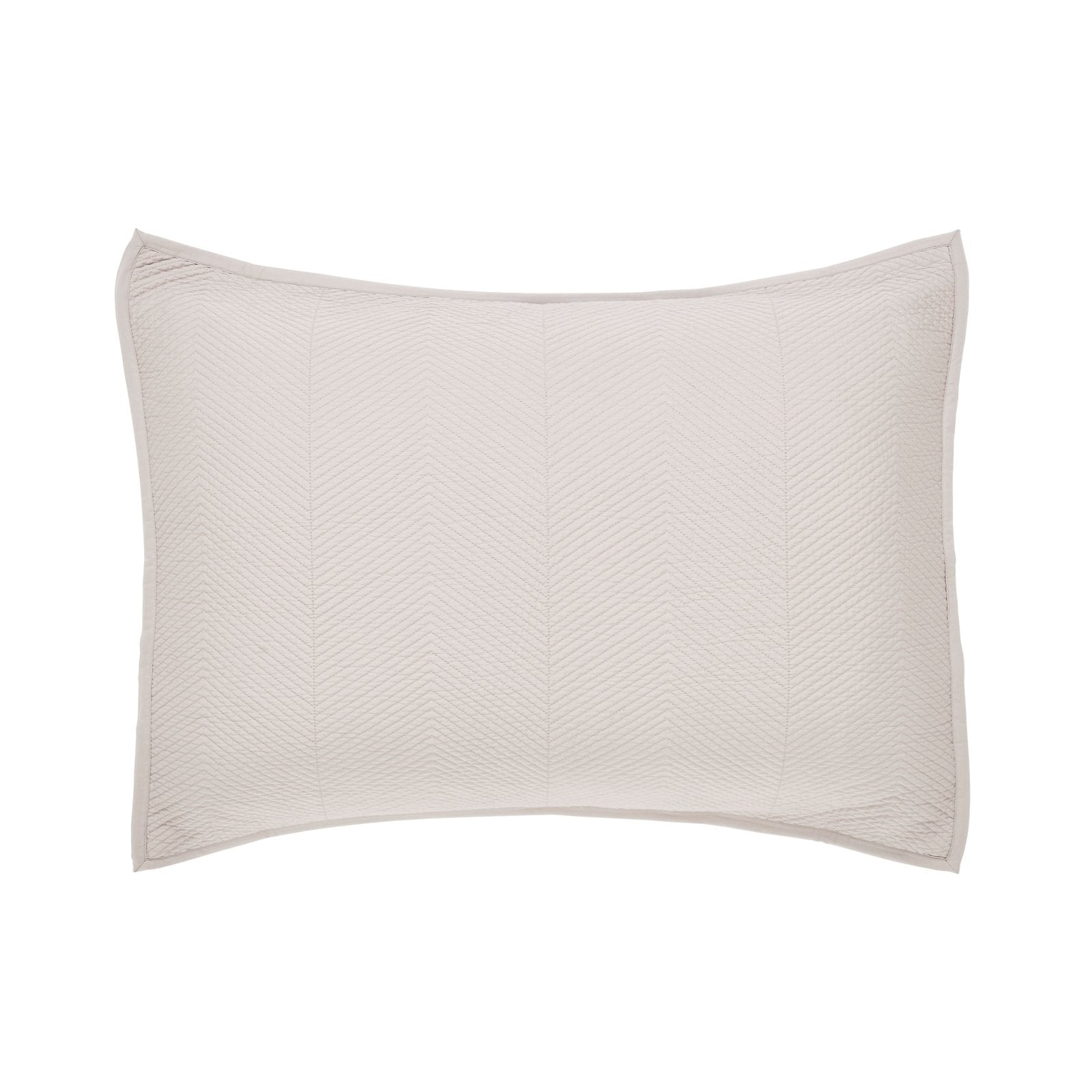 SS-171-2026_1|Soft beige quilted coverlet sham featuring a sophisticated herringbone pattern and a crisp framed border. Cozy bedding essential.