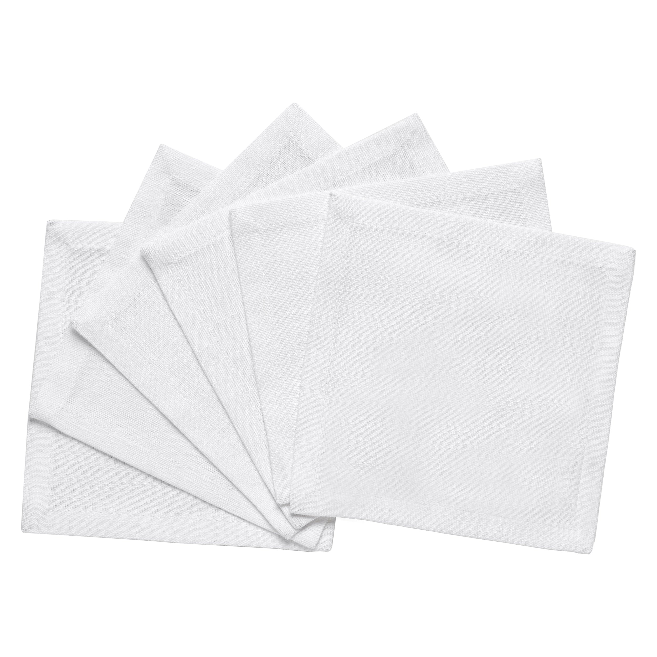CNP-4909-66_2|Clean fanned set of white linen napkins, ideal for a refined table setting or special occasion dining.