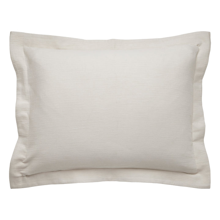 SS-068-2026_1|Cream ribbed cotton duvet cover with decorative flange, enhancing bedroom decor with luxurious texture and soft comfort.