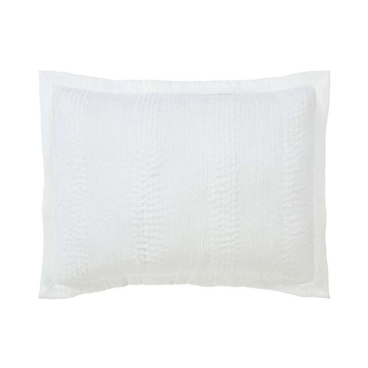 SS-163-2026_1|Crisp white quilted coverlet sham, modern wave pattern. Adds unique texture and elegance to a serene, contemporary bedroom.