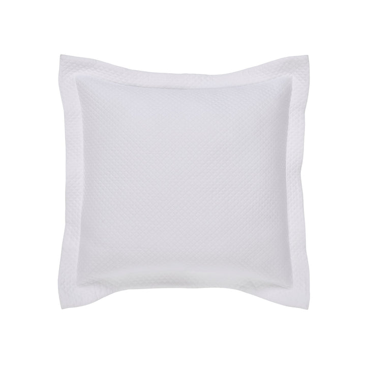 ES-189-X_1|Crisp white quilted sham featuring a subtle textured pattern, ideal for adding an elegant and comfortable touch to bedding.