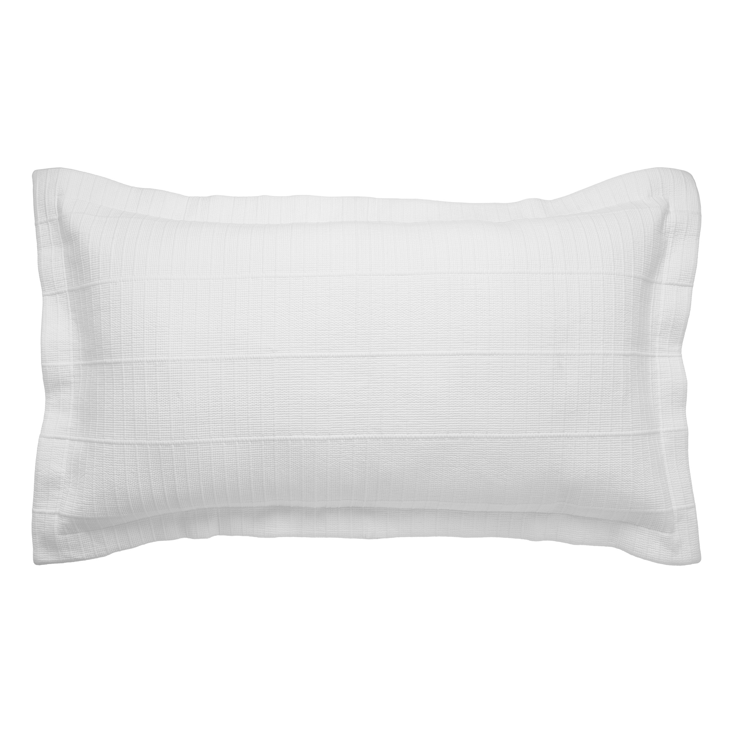 KS-268-2036_1|Crisp white textured coverlet pillow sham, featuring a clean, minimalist design for modern bedding ensemble.
