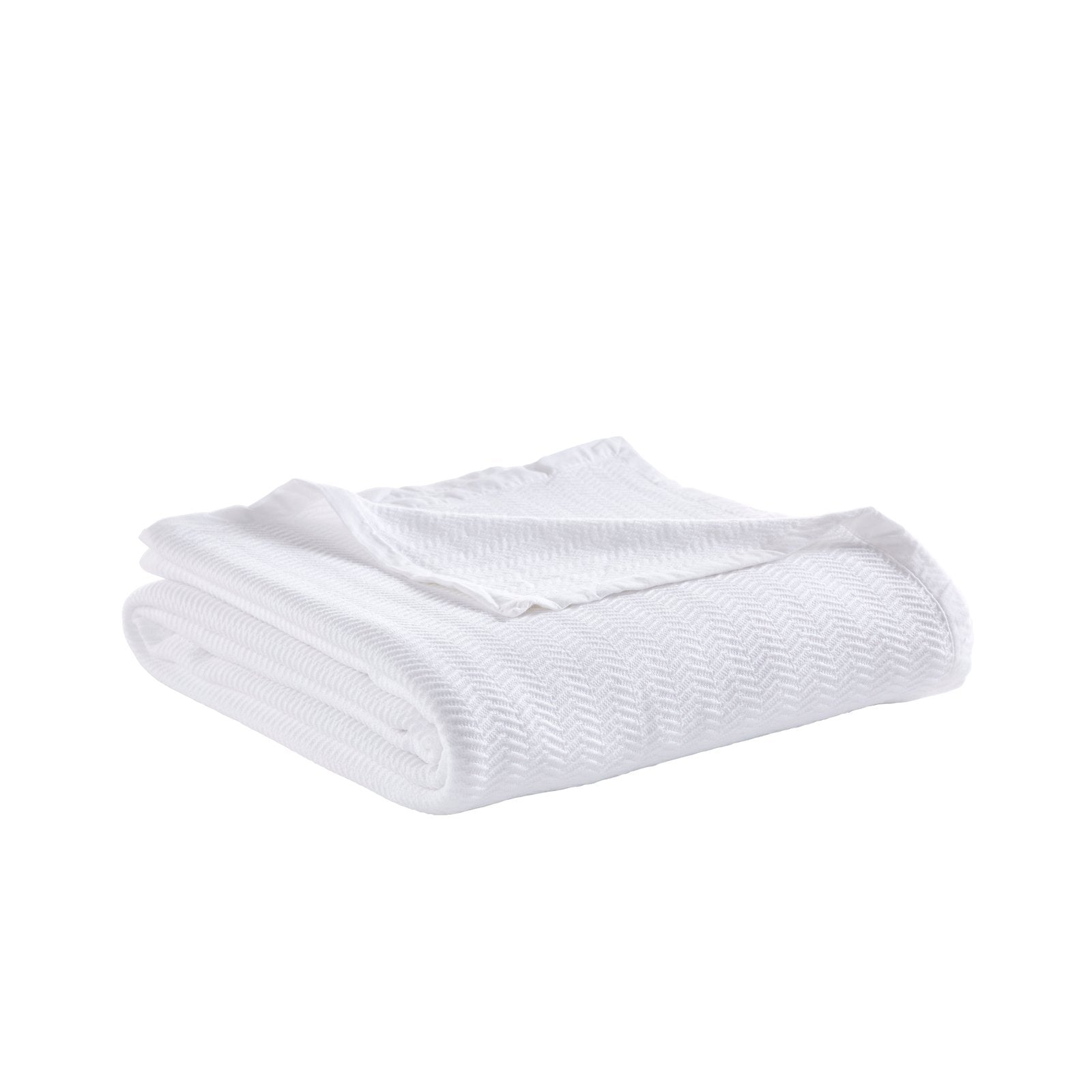 BL-853-X_2|Neatly folded white chevron-patterned blanket, offering a soft texture and modern design, perfect for home comfort.