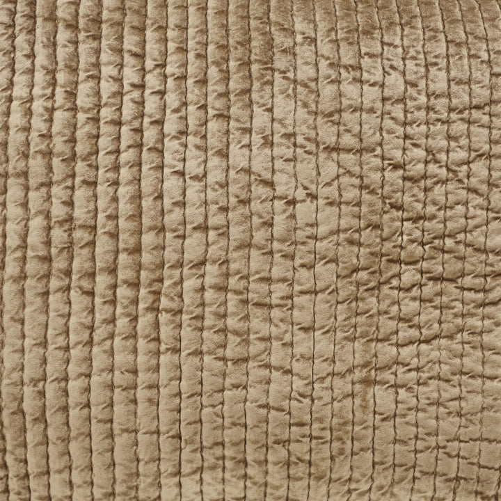 KS-362-2036_2|Warm taupe velvet quilt with a unique vertical ruched texture, adding a luxurious and inviting feel to your bedroom decor.