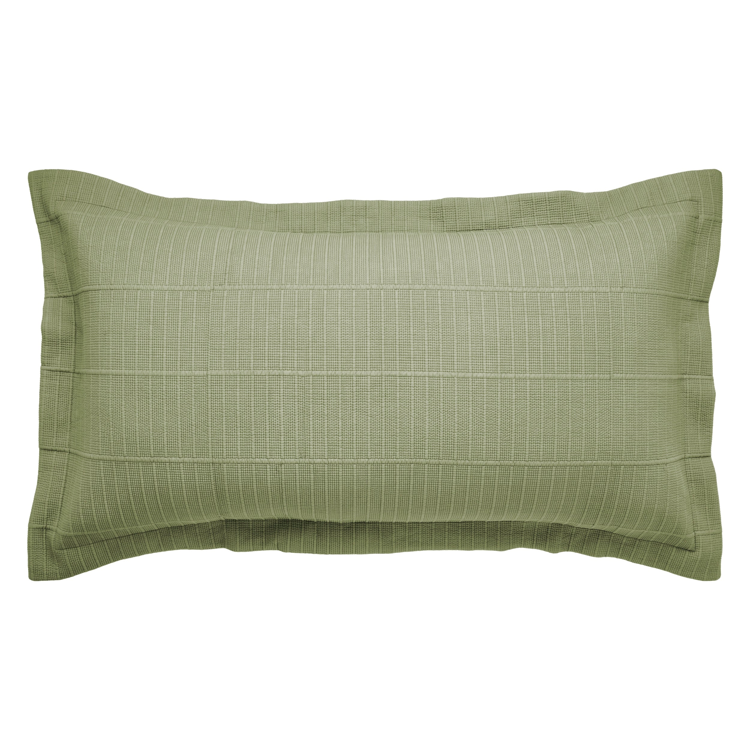 KS-270-2036_1|Stylish olive green textured coverlet pillow sham, featuring a distinctive ribbed pattern, perfect for adding an earthy touch.