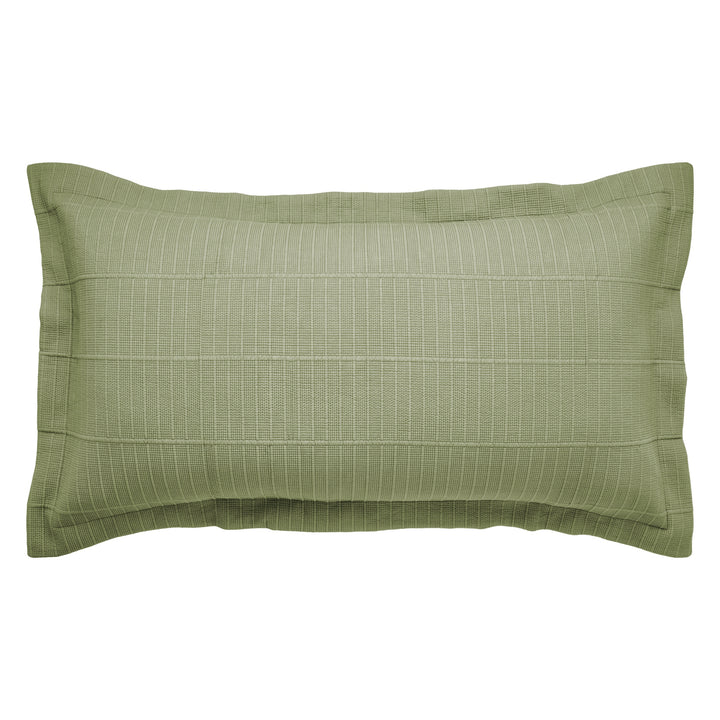 KS-270-2036_1|Stylish olive green textured coverlet pillow sham, featuring a distinctive ribbed pattern, perfect for adding an earthy touch.