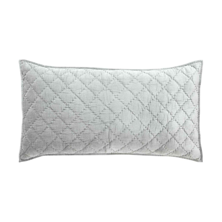 KS-356-2036_1|Soft light grey rectangular quilted pillow sham with elegant diamond stitching, perfect for adding texture to bed decor.