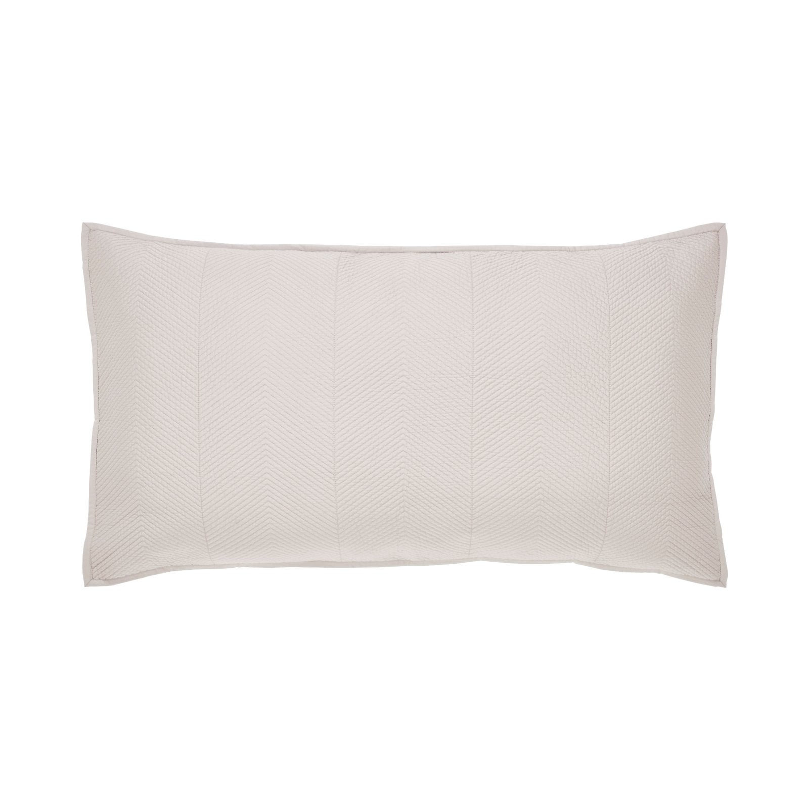 KS-171-2036-PO1576_1|Elegant light beige quilted chevron pattern pillow sham coverlet, soft bedding accessory for sophisticated bedroom decor.
