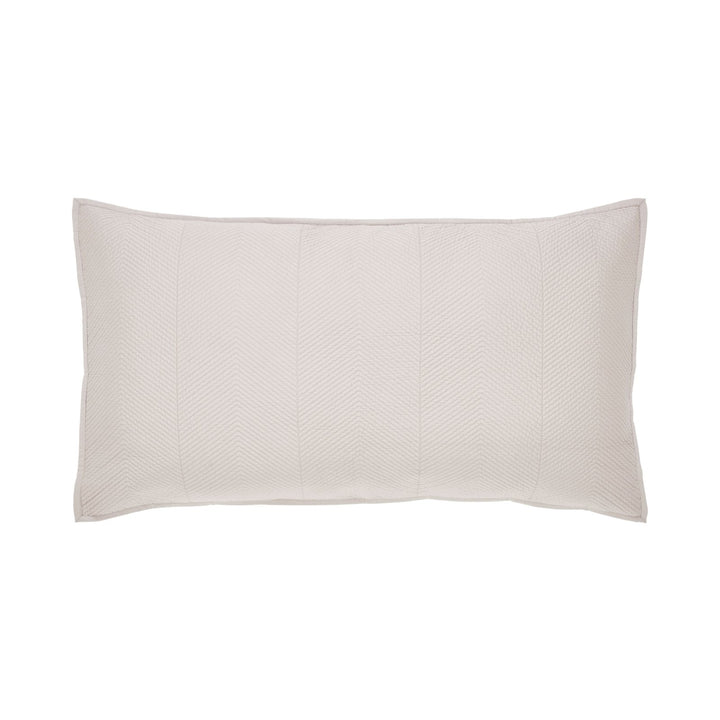KS-171-2036-PO1576_1|Elegant light beige quilted chevron pattern pillow sham coverlet, soft bedding accessory for sophisticated bedroom decor.