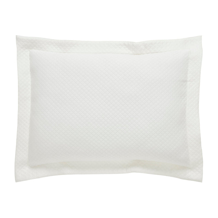 SS-189-2026_1|Crisp white diamond quilted coverlet sham, providing a clean, sophisticated look for any bedroom. Elegant and soft.