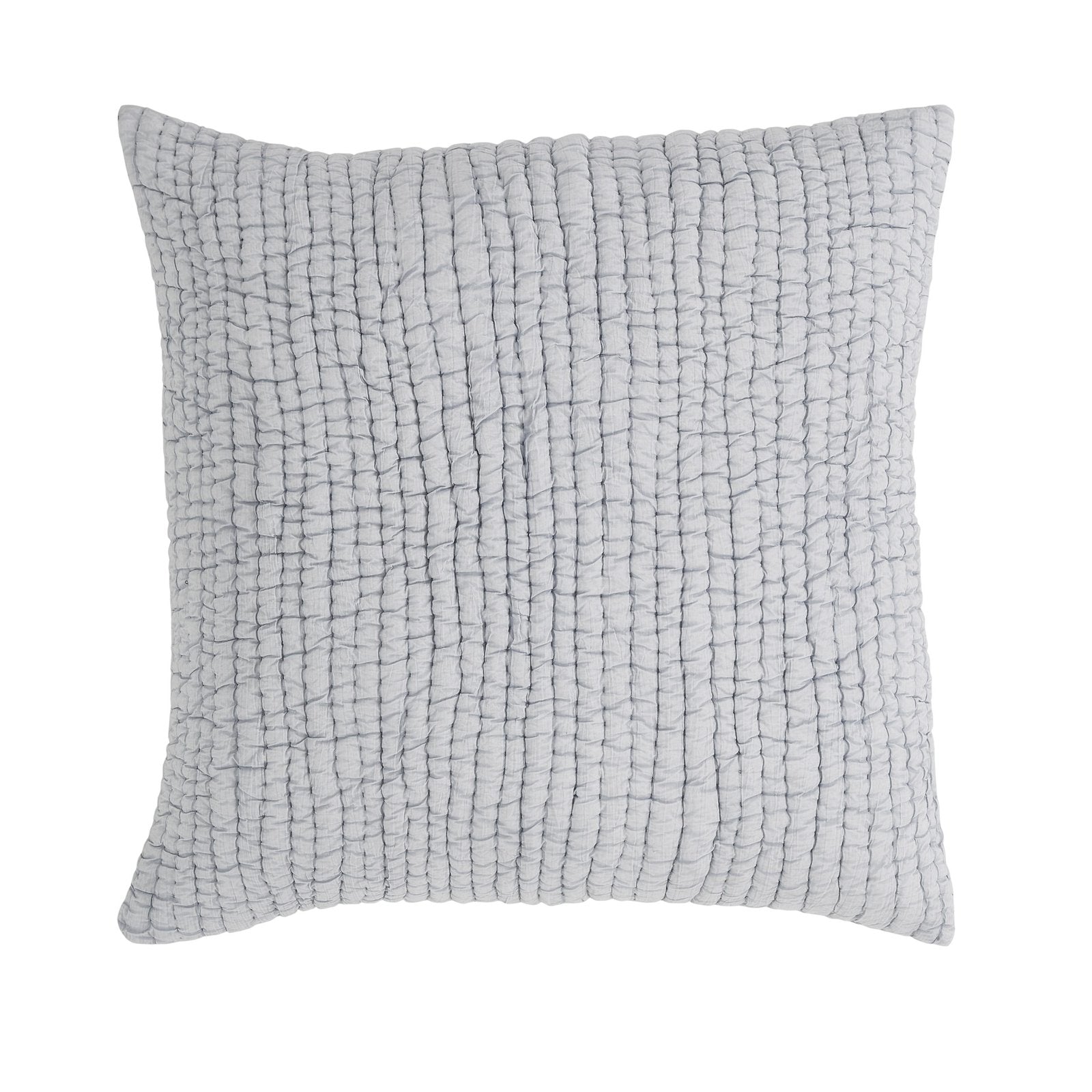 ES-316-2626_1|Soft grey quilted sham with a charming crumpled grid texture. Perfect for adding a relaxed and elegant touch to your bed.
