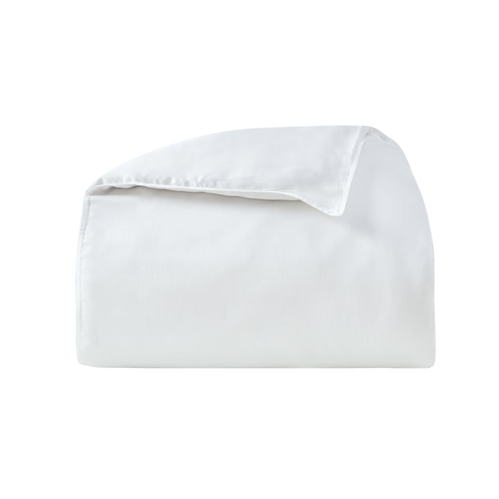 DT-045-10692_5|Folded crisp white smooth duvet cover, a versatile and elegant bedding essential providing luxurious comfort for your bed.