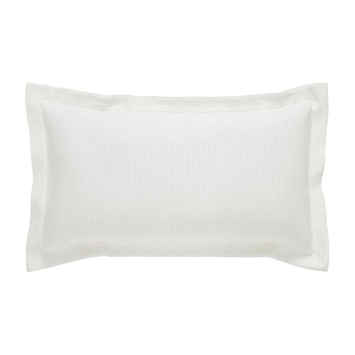 KS-192-2036_1|White classic striped pillow sham with elegant border, providing a fresh and clean look for any comfortable bed.