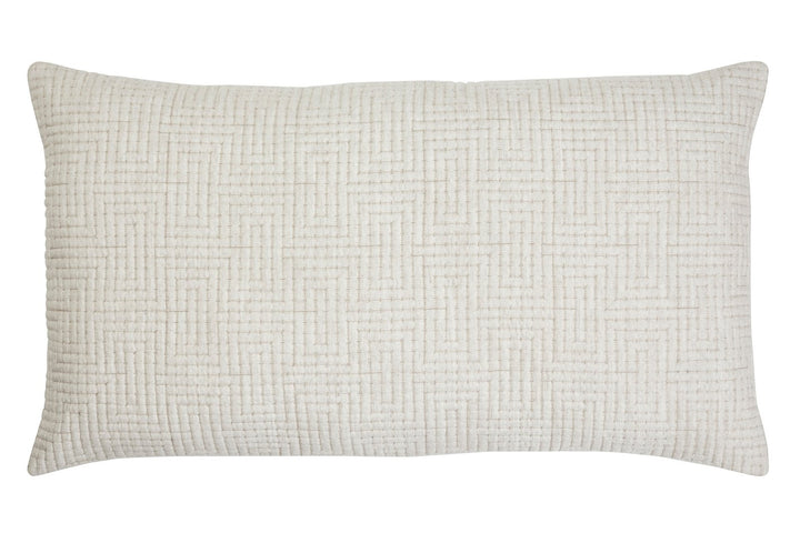 KS-259-2036_1|Elegant cream coverlet pillow sham with intricate geometric textured pattern, enhancing bedroom style and comfort.