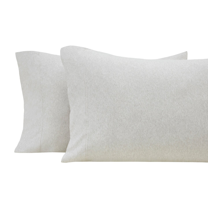 AKP-526-2040_1|Two light grey 100% cotton knit pillowcases. Ultra-soft, breathable, comfortable bedding for a cozy, restful night.