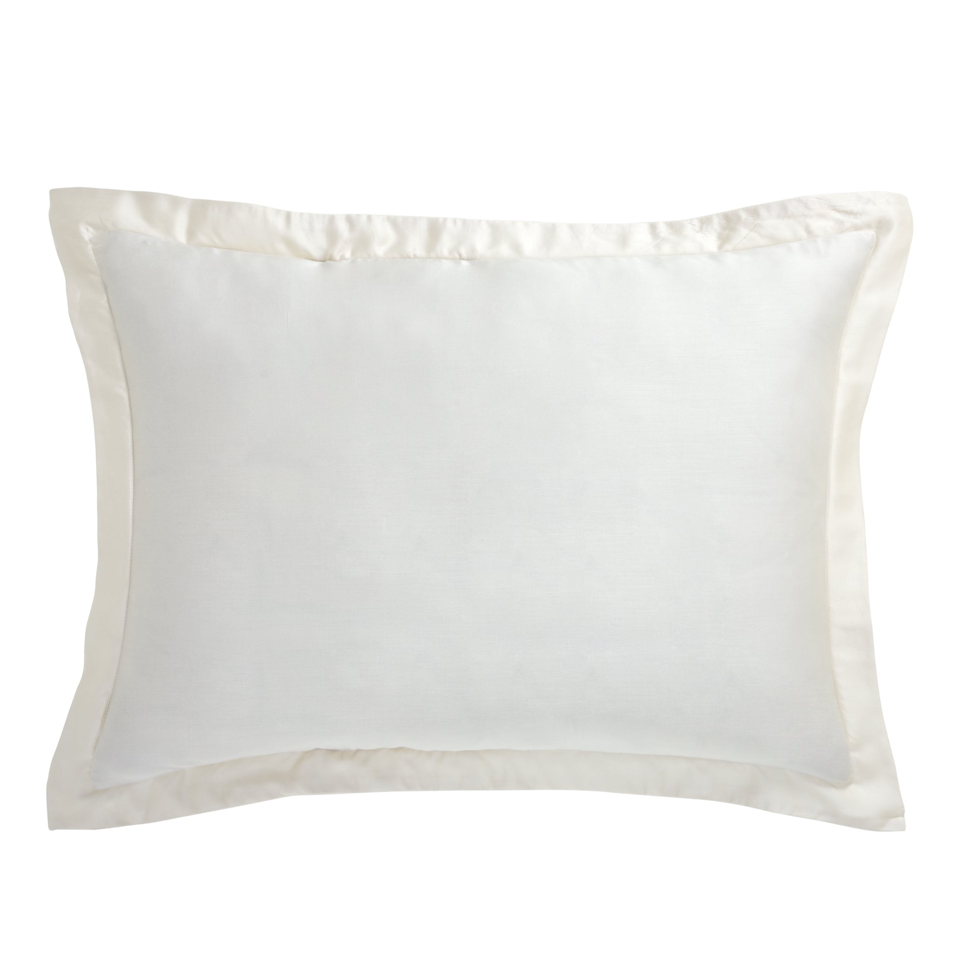 SS-046-2026_1|Elegant cream satin border duvet cover set, luxurious white sateen hotel style bedding for a sophisticated bedroom.