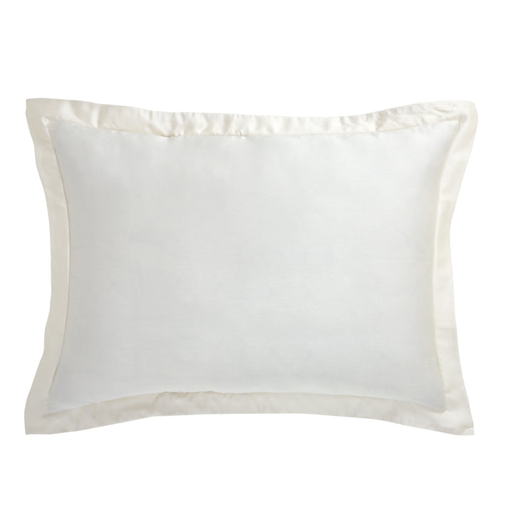 SS-046-2026_1|Elegant cream satin border duvet cover set, luxurious white sateen hotel style bedding for a sophisticated bedroom.