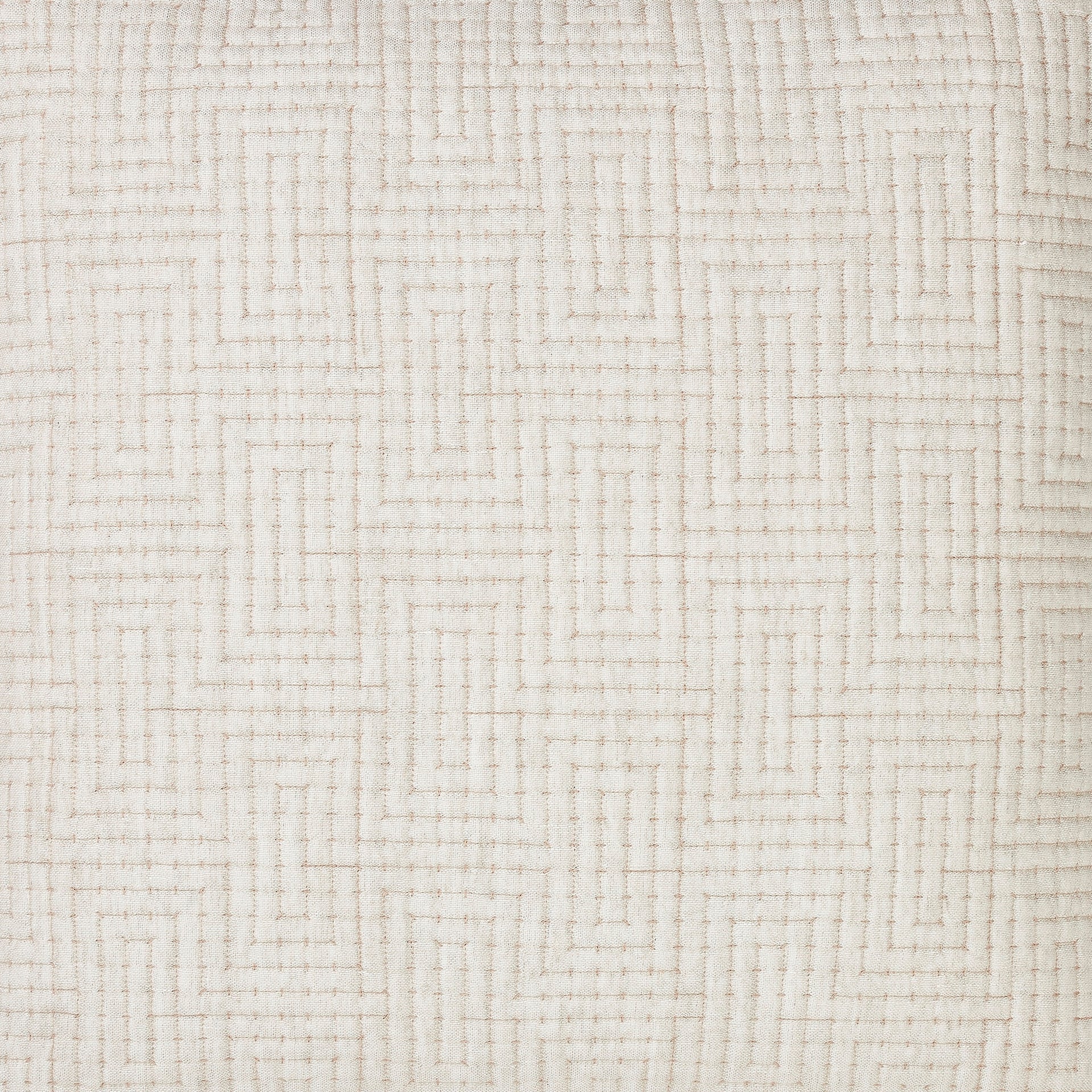 SWT-259-7.8_1|Cream quilted fabric featuring a sophisticated geometric Greek key pattern, perfect for modern and classic interiors.