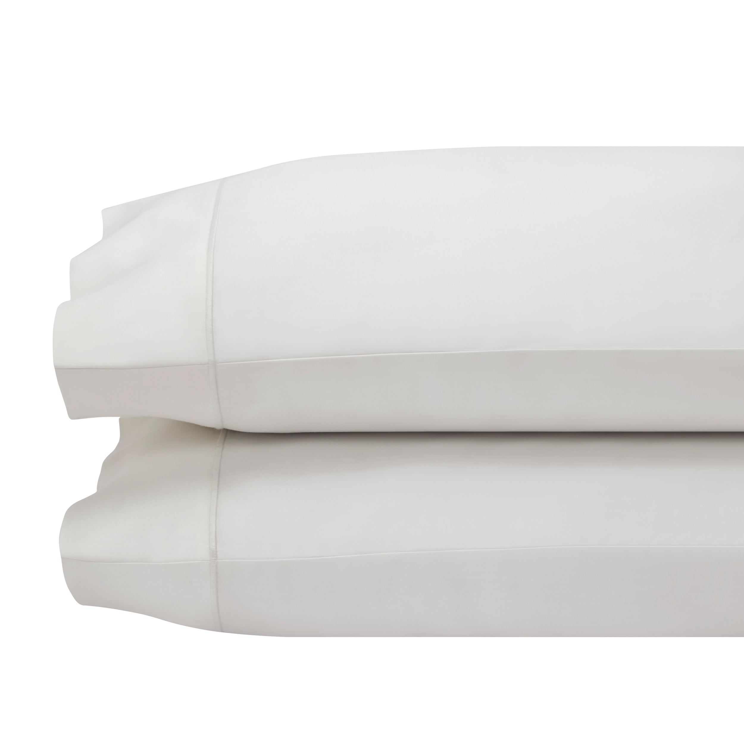 ASP-545-2032_1|Two stacked plain off-white 100% cotton pillowcases, king size, with a subtle plain stitched hem border.