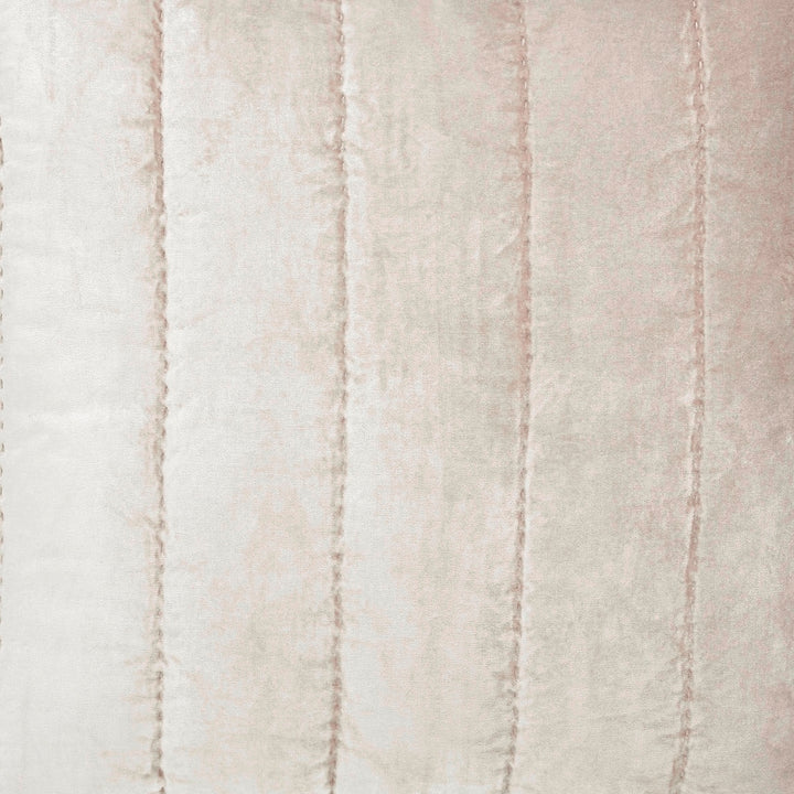 KS-339-2036_2|Blush rose pink velvet quilt with delicate vertical stitch lines. Elegant and soft bedding for a charming bedroom.