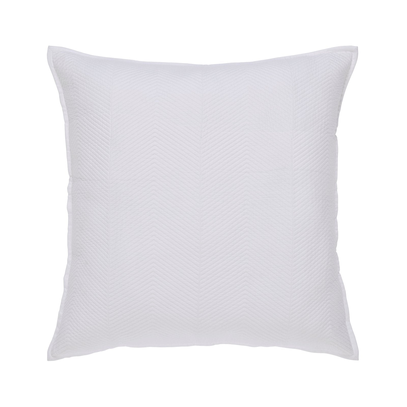 ES-170-2626_1|White chevron quilted coverlet sham. Modern, crisp bedding accent for contemporary bedrooms. Soft, durable fabric.