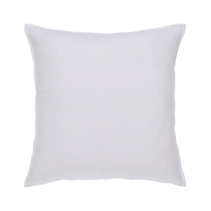 ES-170-2626_1|White chevron quilted coverlet sham. Modern, crisp bedding accent for contemporary bedrooms. Soft, durable fabric.