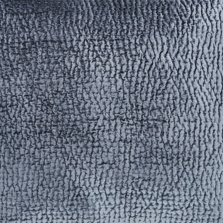 SS-195-2026_2|Detailed view of opulent dark grey velvet quilted coverlet texture, showcasing its deep color and plush soft feel.
