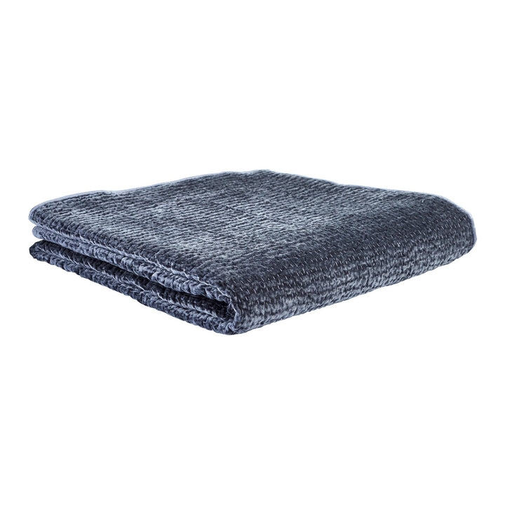 CL-195-9496_6|Single navy blue textured quilted coverlet, neatly folded, offering cozy comfort and stylish layering for any bedroom.
