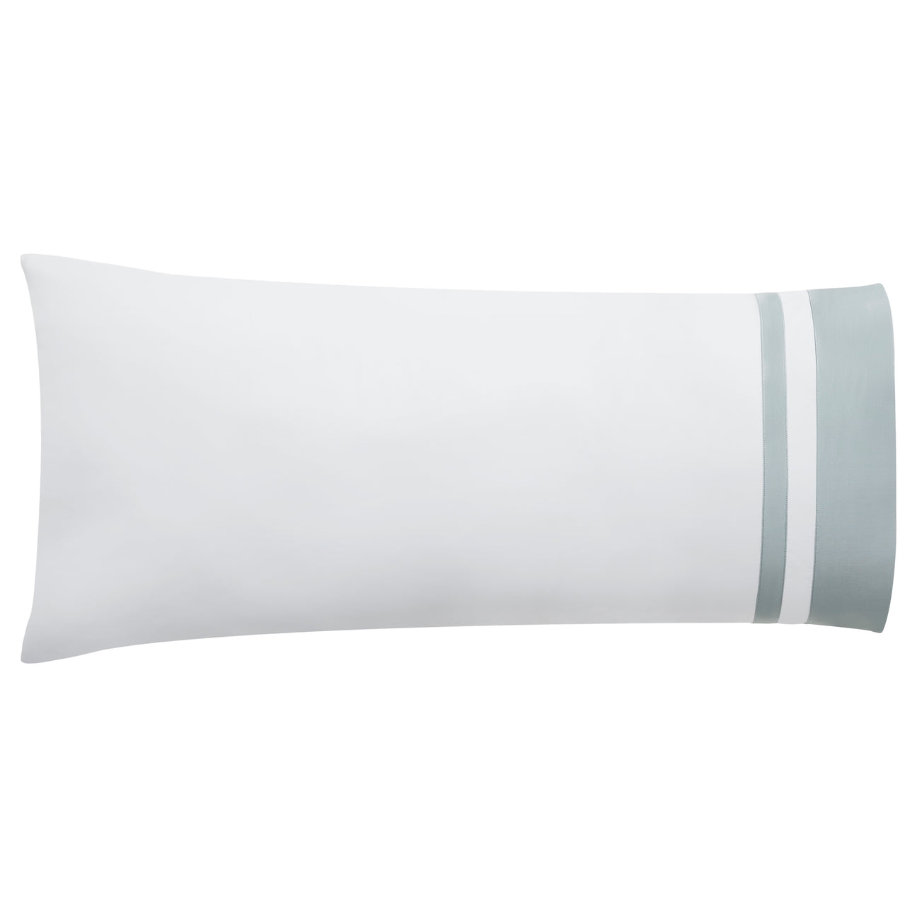AKP-541-2040_1|Crisp white 100% cotton pillowcase featuring elegant light blue & white stripes, soft, breathable, comfortable bedding luxury.
