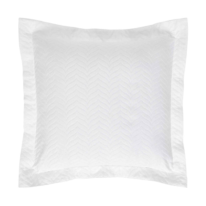 ES-194-2626_1|Contemporary white coverlet with subtle chevron pattern quilting, ideal for a stylish and inviting bed layering solution.