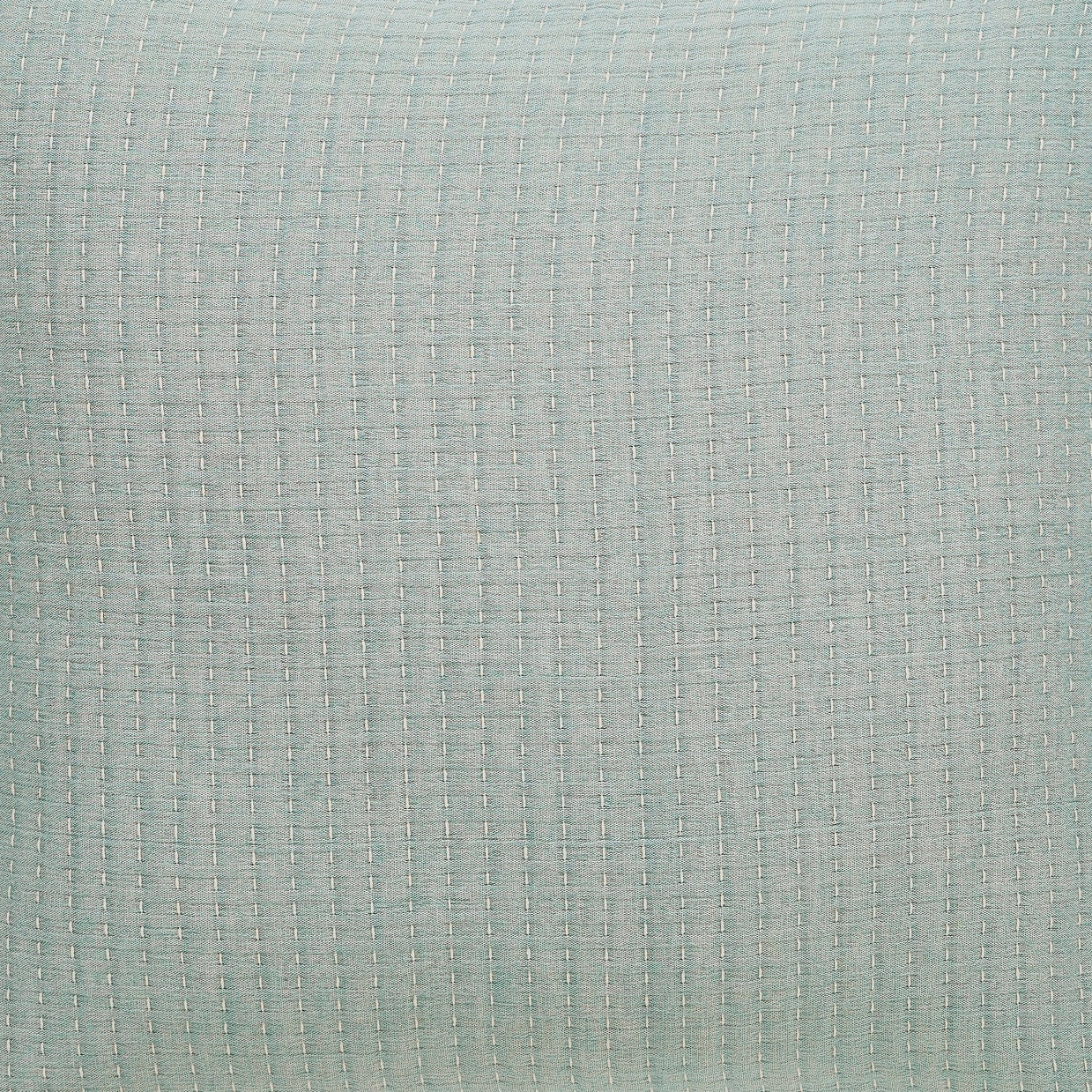 BT-106-9496_5|Close-up of light blue textured quilt blanket fabric with subtle white woven squares, ideal for modern bedroom decor.
