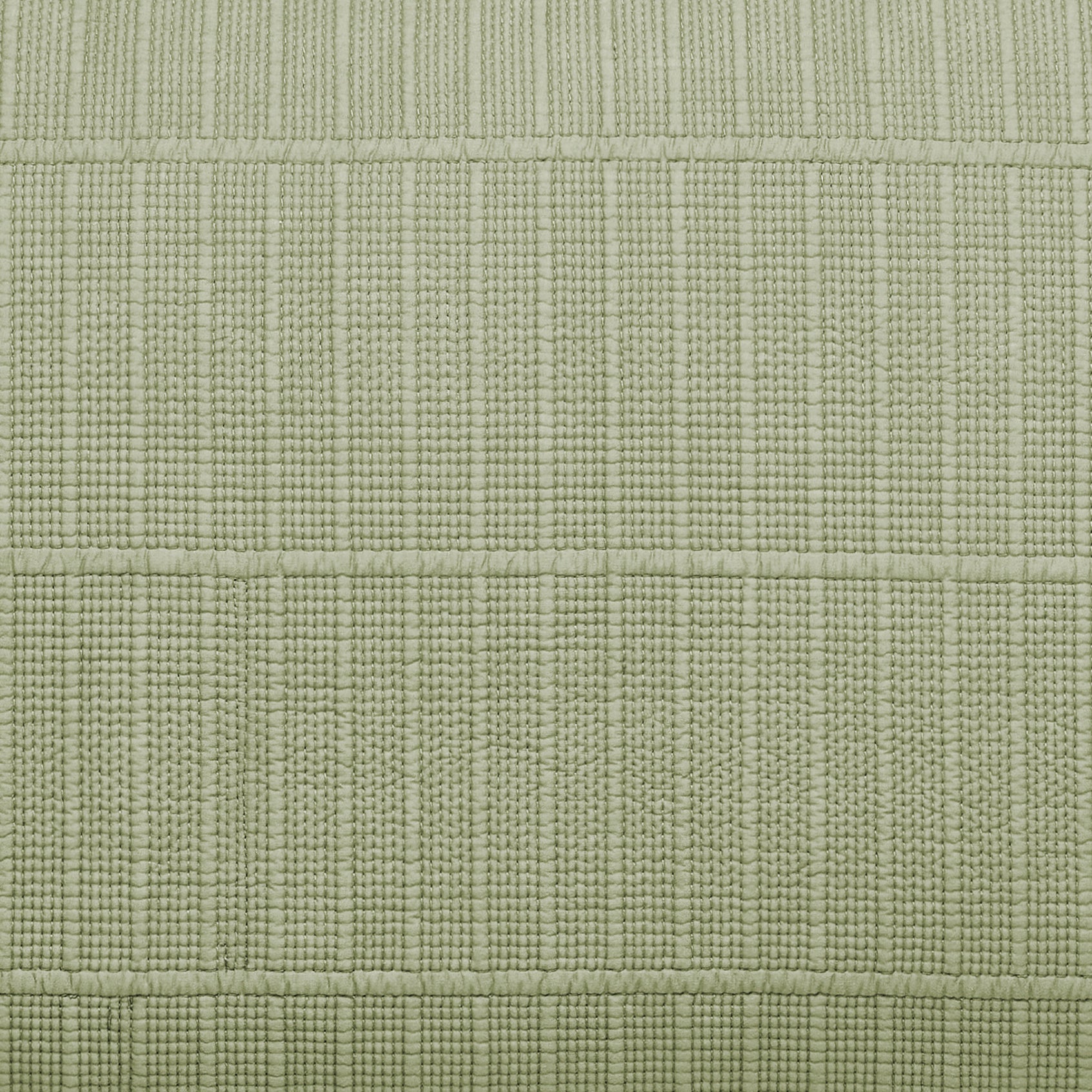 SS-270-2026_5|Close-up of sage green coverlet fabric, highlighting the intricate ribbed and striped woven texture for bedding.