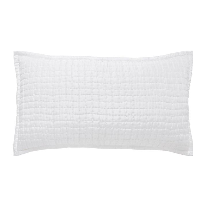 KS-176-2036_1|Clean white textured coverlet with a subtle square quilted pattern, offering versatile and lightweight bed layering option.