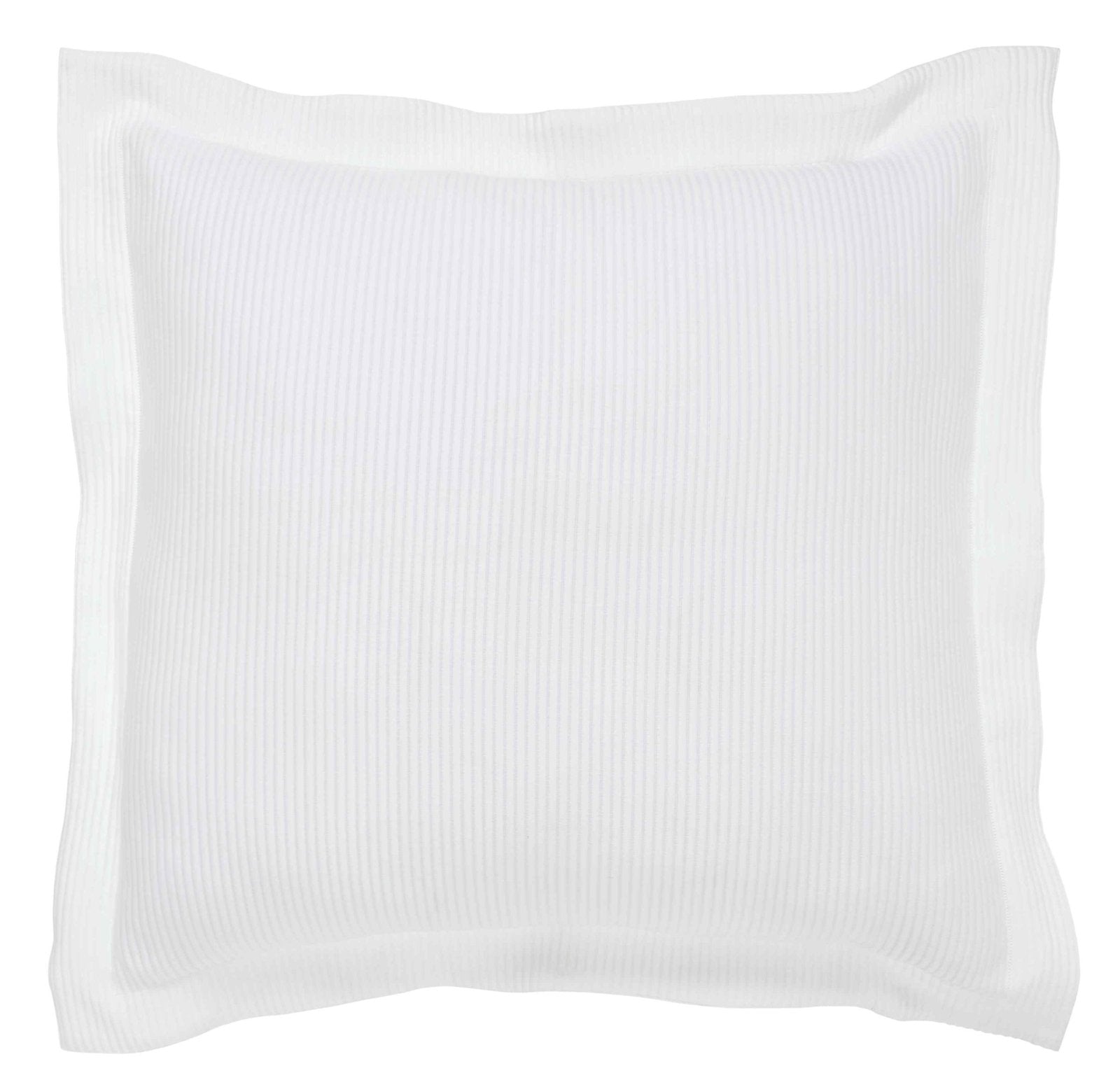ES-191-X_1|White square pillow sham with a subtle ribbed texture and clean border, classic bedding accessory for comfort.