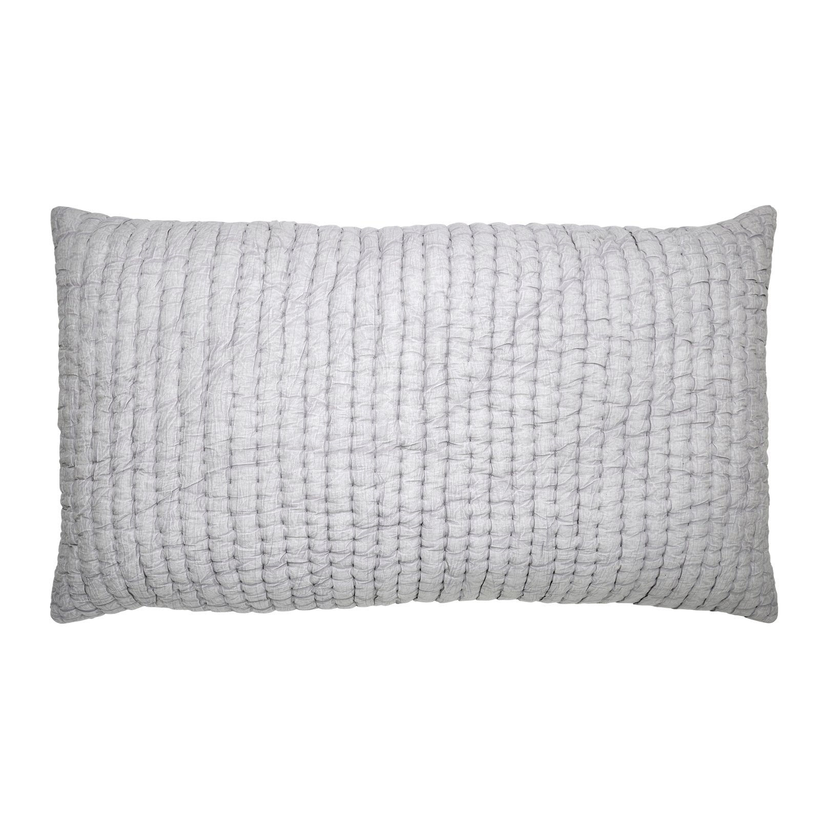 KS-344-2036_1|Light grey quilted sham with intricate textured stitching, ideal for enhancing quilt bedding sets or decorative pillows, offering comfort.