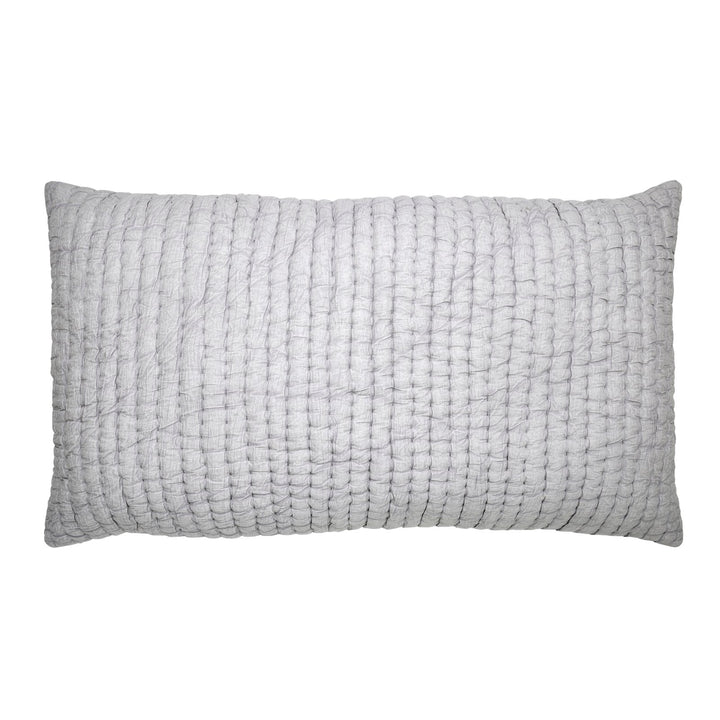 KS-344-2036_1|Light grey quilted sham with intricate textured stitching, ideal for enhancing quilt bedding sets or decorative pillows, offering comfort.