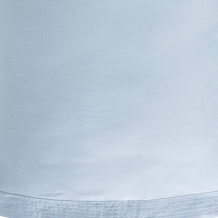 AKP-524-2040_2|Close-up of light blue 100% cotton sheets fabric with subtle pintuck trim. Soft, breathable, luxurious bedding.