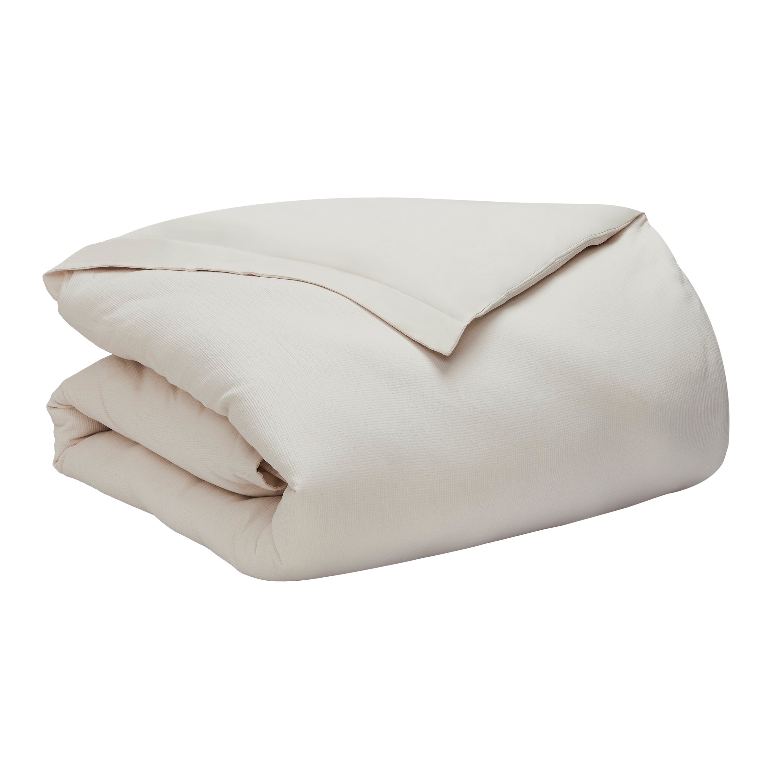 DT-068-9092_8|Neatly folded light beige textured duvet cover, ready for comfortable, elegant bedding. Perfect for a minimalist bedroom.