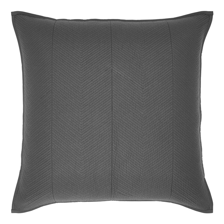 ES-263-2626_1|Stylish dark grey quilted coverlet sham, with a distinctive herringbone pattern, perfect for enhancing bedroom decor comfort.